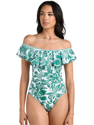La Blanca Off The Shoulder One Piece Swimsuit