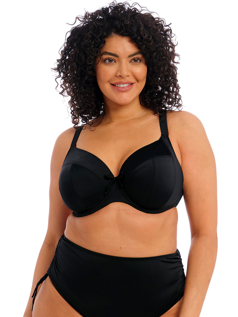 Elomi Swim Magnetic Underwired Plunge Bikini Top - Black - Curvy Bras