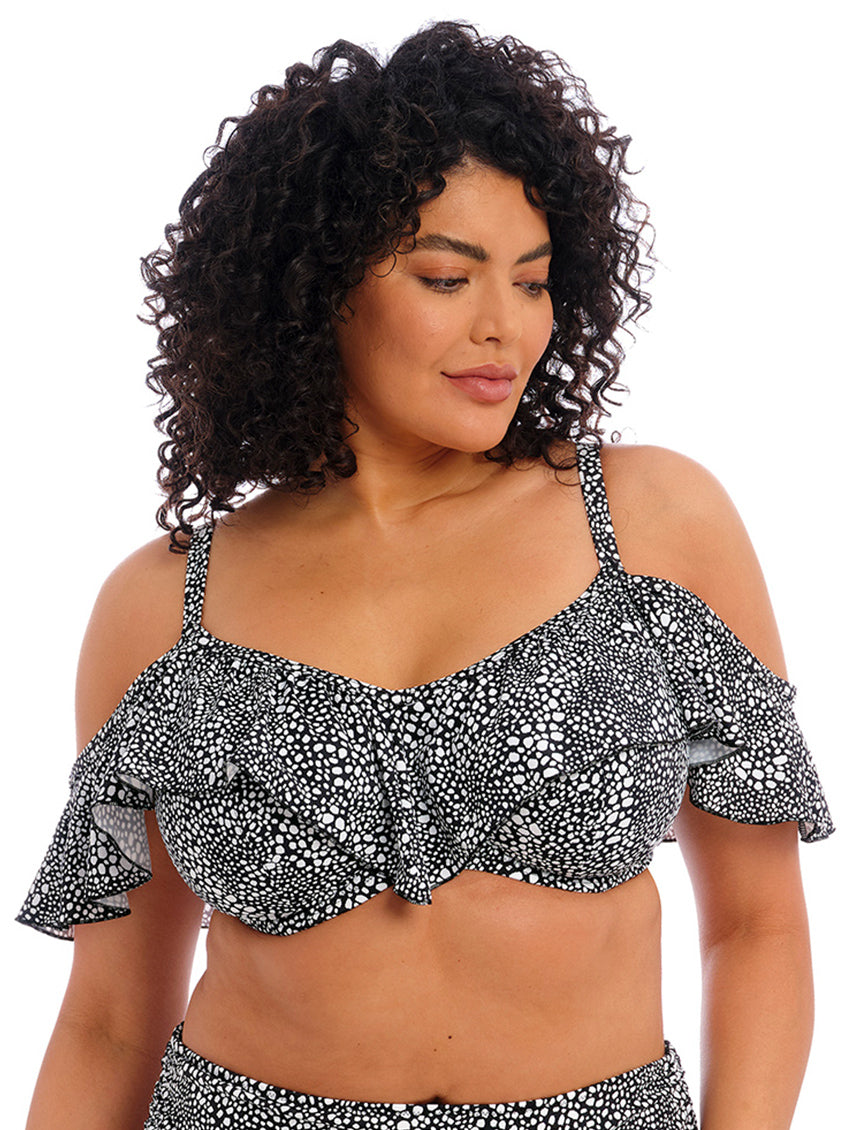 black polka dot bikini top